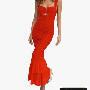 Chic Red Sleeveless Maxi Dress